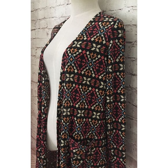 LuLaRoe Womens SARAH Long Duster Cardigan Size Small Geometric Ribbed Knit NEW - Picture 3 of 4